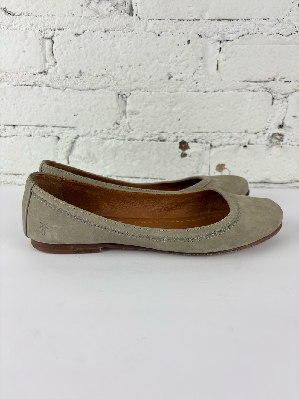 Frye Taupe Suede Round-Toe Ballet Flats
